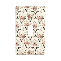Pink Flowers Sheep Skulls Print Light Switch Cover Plate, 1- Gang Standard Size 4.5\" x 2.76\", Decorative Toggle Wall Plate Covers, Unbreakable Polycarbonate Thermoplastic