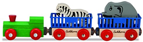 Eichhorn 195020 100001351 - Tierzug, 5-tlg., Lok mit 2 Wagons und 2 Tieren: Zebra/ Elefant, 24cm, FSC 100… – Bild 4