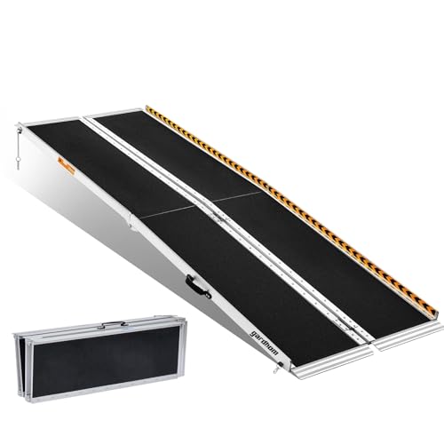 gardhom Wheelchair Ramp 7FT, Folding Ramps for Wheelchairs Portable Aluminum 362kg Capacity Wheelchair Ramp for Home Entrance Threshold Doorways