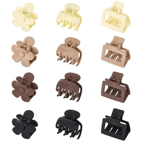 MINMUNJIU Small Hair Clips for Thin Hair, 12 Pack Matte Small Medium Claw Clips Ranging from 1.57-2 Inch for Thin Fine Short Hair, Non-slip Claw Clips for Women and Girls Cover