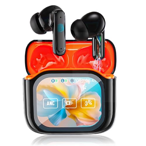 RUTIDA Auriculares Bluetooth, auriculares in ear inalámbricos 60H tiempo de reproducción con pantalla táctil, Bluetooth 5.4 HiFi estéreo con micrófono ANC/ENC con cancelación de ruido IPX7