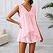 TianGiKi Womens Pajama Sets Shorts 2 Piece Outfits Fashion Summer Sleeveless Lace Trim Top and Shorts Cute Ruffle Pjs Sets Red