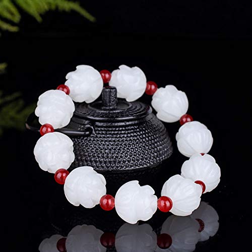 Bracelet en jade blanc afghan authentique modèle M perles de transfert - 4