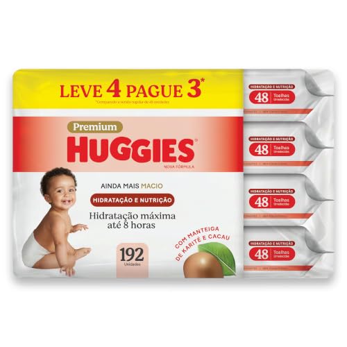 Huggies Lenços Umedecidos Hidratação e Nutrição Contra Assaduras 4 x 48Un
