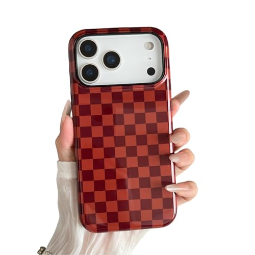 Coque iPhone 17 Pro mignonne à carreaux, style chic pour femmes et filles