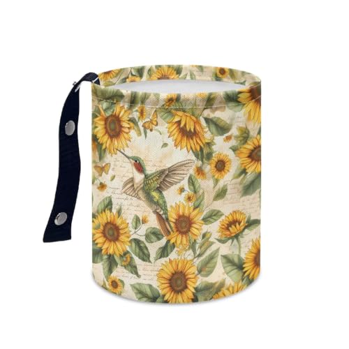 Image of Hummingbird Sunflower Car Trash Can Portable Dustbin Bin Waste Basket Car Accessories Interior for Front Seat, Back Seat, Floor, Headrest