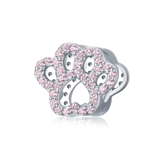 Abalorio de pata rosa de plata para recordar siempre a tu perro o gato