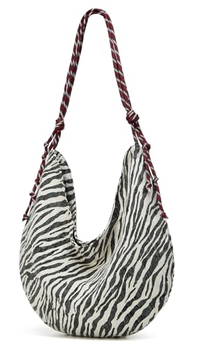 Bolso Tote Grande de Lona con Estampado Cebra para Mujer miniatura 3