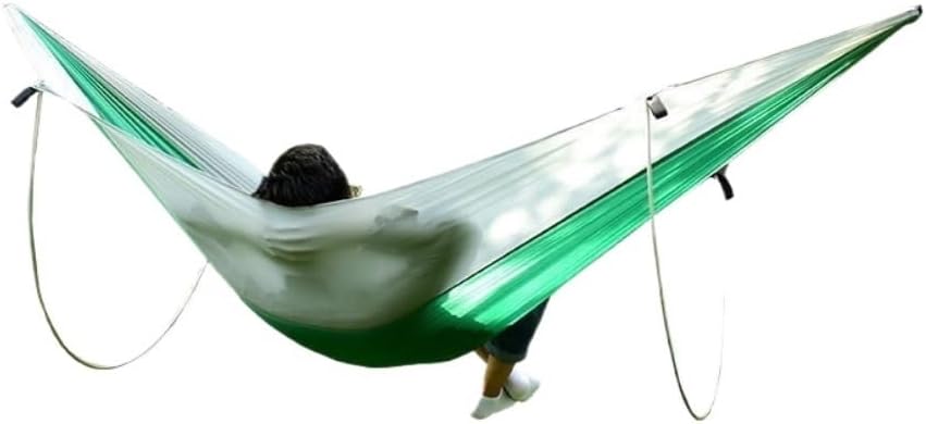 Hammock Double Anti-Rollover Pole Hammock Outdoor Camping Single Double Enlarged Thickened Parachute Cloth Camping Hammock Hammock Outdoor(Green,B)