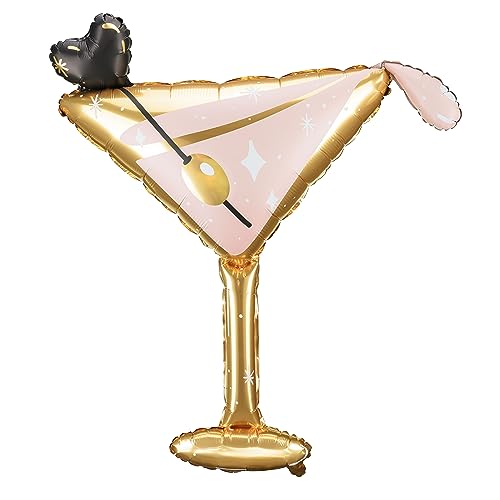 Realistic Giant Martini Glass Balloon PartyDeco 39x33.5 Inch Foil Cocktail Balloons for Bachelorette Wedding Birthday Hen Party Dirty Martini Theme Bikinis and Martinis Decorations