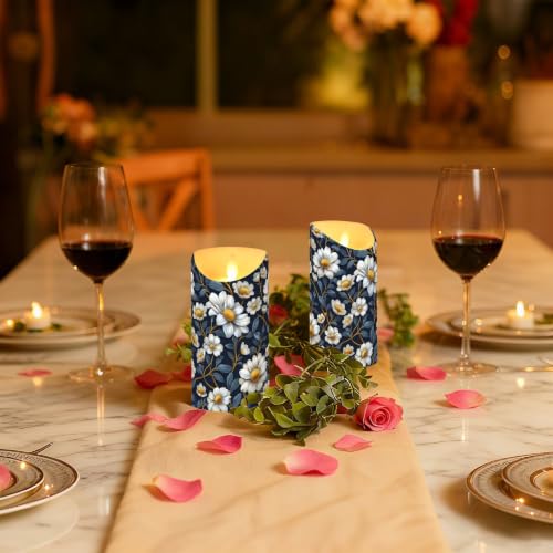 Velas LED de cera con flores de manzanilla y temporizador para decoracion 6