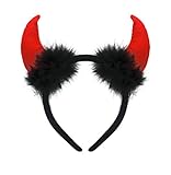 PartyDeco Teufel Hörner Armband mit Pelz Verkleidung für Halloween Teufel Engel Kostüm Zubehör Ball Verkleidungen Silvester Party Themen Kopfband