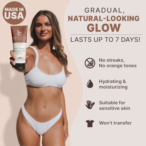beauty by earth self tanner - usa made with natural amp organic ingredients moisturizing self tanning lotion with aloe vera amp coconut for a natural glow streak-free fake tan medium to dark