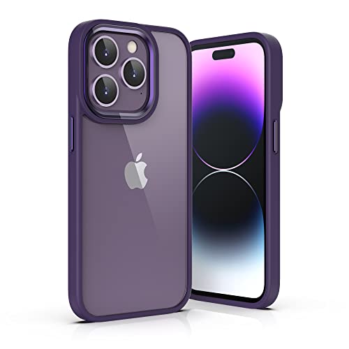 ULAK Cover per iPhone 14 Pro Max, Trasparente [Retro PC Rigida + Cornice di TPU Morbido] [Anti-Giallo] Chiaro Protettiva Custodia Compatibile con Apple iPhone 14 Pro Max 2022, Viola Scuro