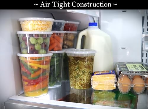 Image of Zekii EXTRA THICK Food Storage Containers [24 Set] Mix Size Plastic Deli Containers with Lids, Slime, Soup, Meal Prep Containers, Leakproof, BPA Free Microwave Dishwasher Freezer Safe w /Measurments