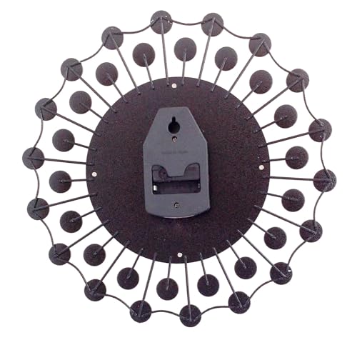 Image of CHRONIKLE Modern Floral Design Crystal Round Diamond Studded Analog Metal Wall Clock for Living Room Home Decor Office Gifts (Size: 36.5 x 5 x 36.5 CM | Color: Silver & Black | Weight: 870 Gram)