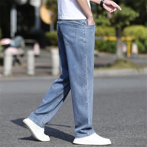 Men's Ice Silk Thin Jeans Loose Straight Sports Casual Jeans4