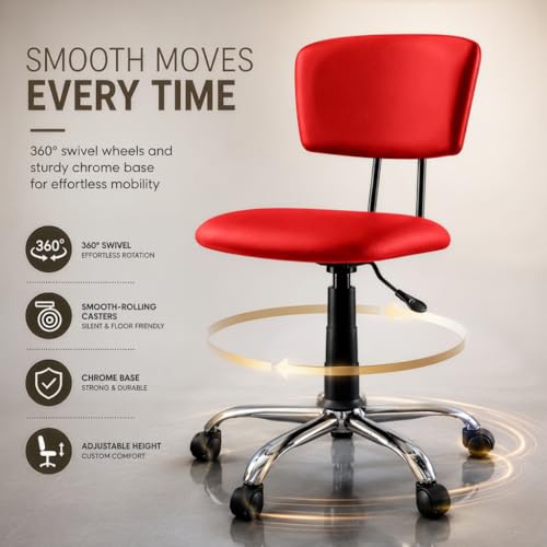 Image of DIYA Seating Vibe Square Rolling Stool (1 Year Warranty) - Red