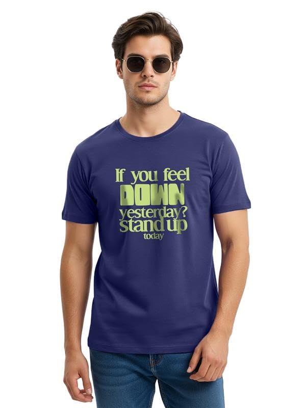 Image of Cotton Blend Regular Fit Half Sleeve Printed Round Neck Multicolor Drop Shoulder T-Shirt for Mens & Boys (Pack of 4)