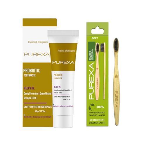 Image of Probiotic Toothpaste with Bamboo Toothbrush | Fluoride Anti-Cavity Toothpaste with Probiotics & Xylitol for Healthy Gums, Strong Teeth & Fresh Breath