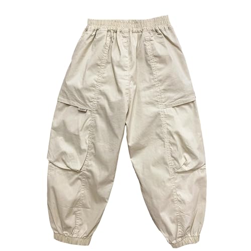 Boys Cargo Pants Casual Loose Fit High Waisted Drawstring Sweatpants Stylish Pockets Kids Streetwear Comfort