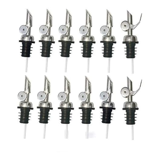 Weighted Stainless Steel Flip Top Lid Liquor Wine Free Flow Bottle Pourer Dispenser Olive Oil Pour Spouts (12-Pack)