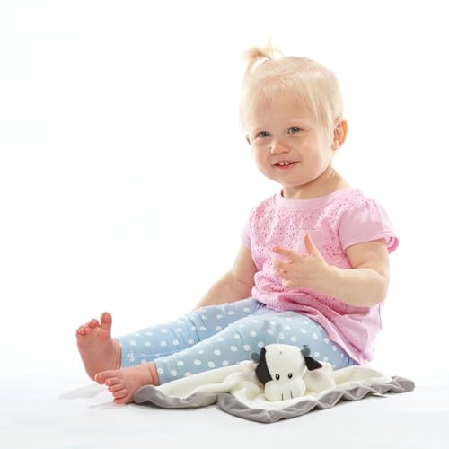 Image of Cow Security Blanket: Soft, Gender Neutral Baby Loveys for Boys and Girls, Snuggle Toy Stuffed Animal, 12 Inch