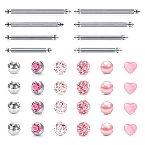 Briana Williams 14G Replacement Balls Straight Barbells for Tongue Bars Nipple Piercing Stainless Steel Acrylic 12/14/16/18mm Body Piercing Jewellery