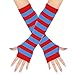 Grunge Alternative Arm Warmers Harajuke Emo Fashion Knitted Fingerless Gloves Emo Scene Punk Party Essential (Blue and White/Striped)