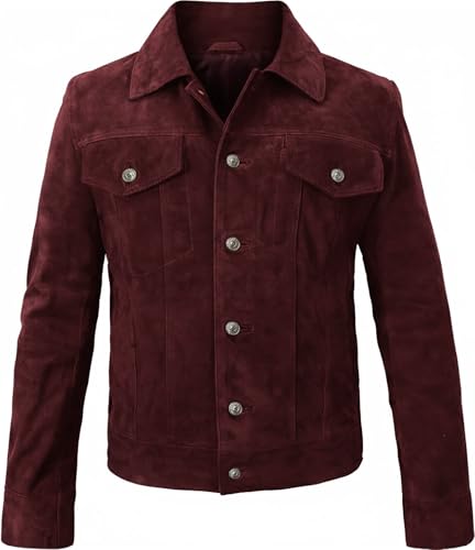 Image of LP-FACON Mens Western Style Trucker Suede Leather Jacket | Cowboy Jacket Collection