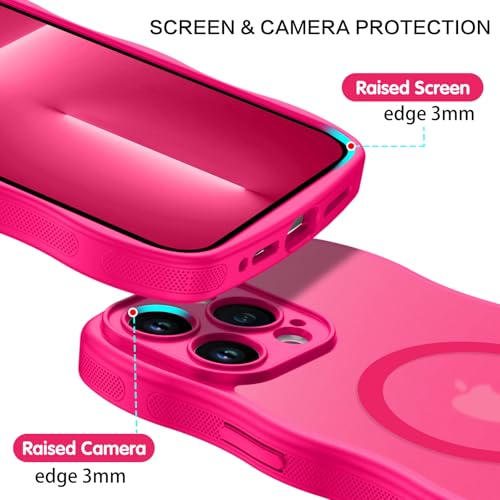 Coque iPhone 13 Pro ondulée compatible Magsafe antichoc rose - 5