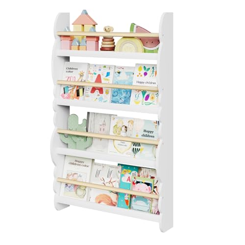 WOLTU Kinder Bücherregal Wand, Bücher-Organizer mit 4 Ablagen,...