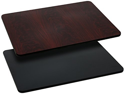 Image of Flash Furniture 30x24 inch Reversible Table Top, Black /Mahogany, 3-Pack | Reversible Laminate Top, Durable Construction, Commercial Use