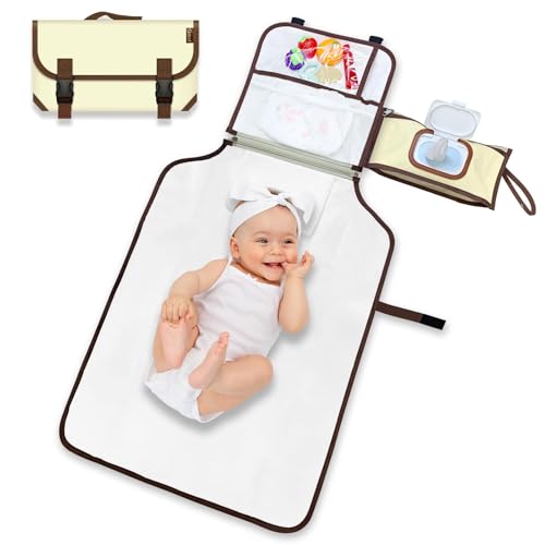 Portable Diaper Changing Pad, Portable Diaper Changing Pad for Baby, Detachable Travel Changing Pad for Newborn Girl & Boy, Baby Changing Pad with Wipes Pocket, Gifts for Baby Shower