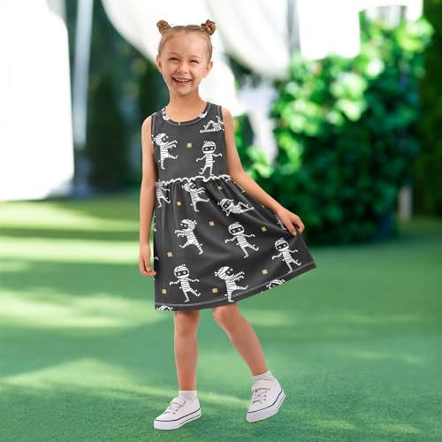 Mummy Halloween Girls' Dresses Toddler Summer Dress Sleeveless Dresses for Girls Cotton Sundress 2-8Y4