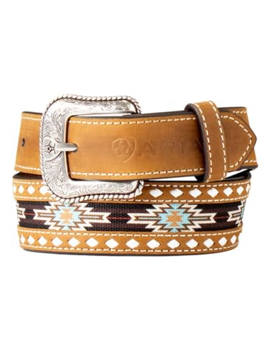 ARIAT Youth Boys Southwest Fabric Diamond Lace Belt, Brown, 30