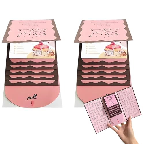 Birthday Gift Card Holder Pull-Out Card Book Album Pink 2 PCS