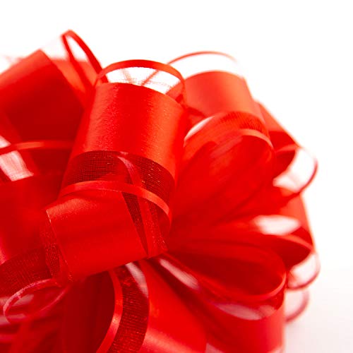Oblique Unique® Geschenk Schleife mit Geschenkband Matt für Geschenke Tüten Zuckertüten zum Basteln Dekorieren Verzieren - Farbe wählbar (Rot)