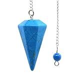 Turquoise Howlite Gemstone Hexagonal Pointed Reiki Chakra Pendant Pendulum