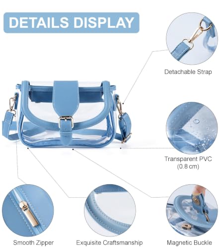 Image of Clear Bag for Stadium Events, Stadium Approved Clear Crossbody Bag for women,Waterproof Saddle bag for Concert