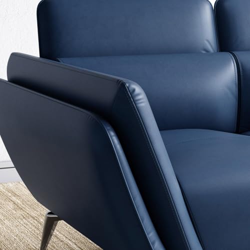 Image of LEGACY OF COMFORT Marcello Faux Leather 2-Seater Sofa - Elegant Seating Solution for Living Rooms, Hotels, and Offices (Blue)