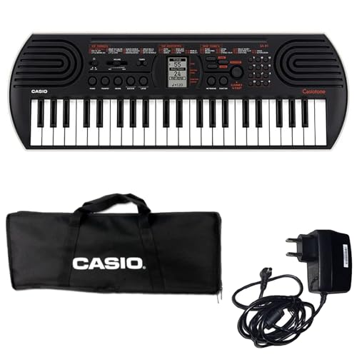 Casio SA-81 Tastiera Digitale Mini a 44 Tasti, Colore Nero/Grigio Chiaro, con Borsa e Alimentatore