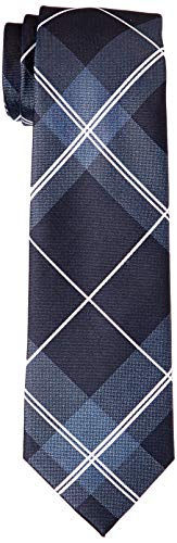 CHECK SILK TIE グレー&times;ネイビー 7cm幅