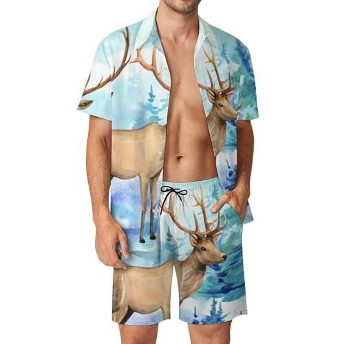 Ensemble de Plage Homme Chemise Hawaïenne Short pour Tenue d'Été S