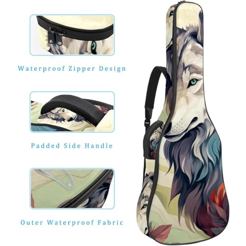 JRHEJTFZ Housse pour guitare acoustique de 1,9 cm d’épaisseur – Imperméable – Durable et élégant – Motif loup combattant, Multicolore., 42.9×16.9×4.7 in, Motif imprimé tendance - Les Beatles, Paul McCartney, John Lennon, RIngo Starr, George Harrison JRHEJTFZ Housse pour guitare acoustique de 1,9 cm d'épaisseur - Imperméable - Durable et élégant - Motif loup combattant, Multicolore., 42.9x16.9x4.7 in, Motif imprimé tendance – Image 5