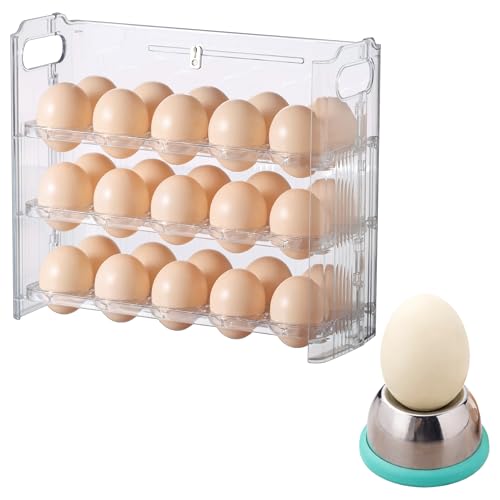 La Mejor Selección de Hueveras los 10 mejores. 46 BREEZEE Organizador de Huevos Diseño Plegable, Incluye Perforador de Huevos, Material de Calidad Plástico Reciclable PET, Resistente y Ligero, de Grado Alimenticio, Huevera para...