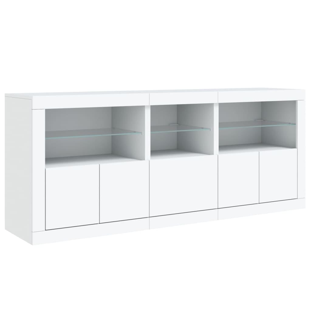Komoda z diodami LED biała 162 x 37 x 67 cm Display Case szafka barowa szafka na zapasy kuchnia szafa z witryną do salonu, do salonu, kawiarni, kuchni, sklepu deserowego