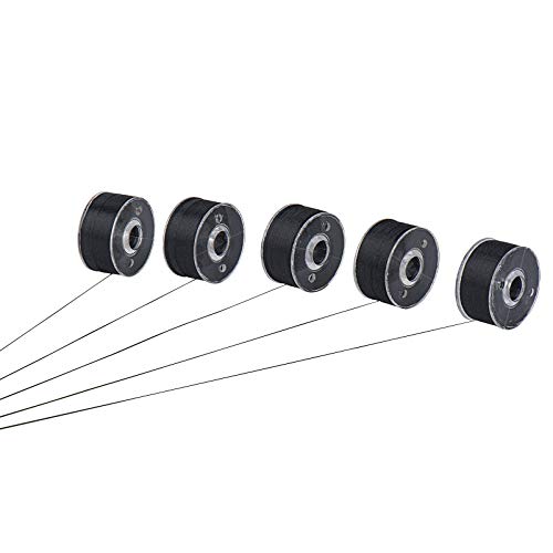 Image of Simthread 144pcs Embroidery Pre-Wound Bobbins Thread, Class 15 Type A Size SA156, Polyester Black 60 wt, Compatible with Bernina Pfaff Ambition BabyLock Embroidery Sewing Machines Plastic Side(Black)