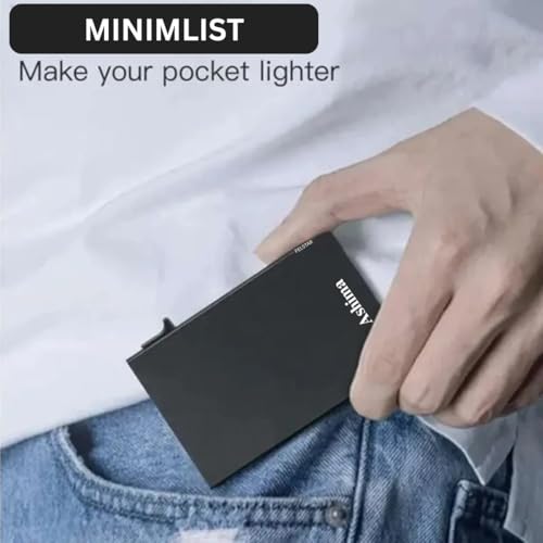 Image of FELSTAR Customized /Personalized Name Engraved Card Holder RFID Blocking Aluminum Pop Up Smart 6-7 Credit /Debit ATM Wallet for Men's and Women's Corporate Gift for Employees (Minimalist Customised)