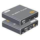 4K Ultra HD Digital Media Player, TV MP4 Video Player, Mini Digital Signage HDMI Media Players for USB Drive/SD Card, H.265/HEVC, Looping Auto Play, with AV Output (Grey)
